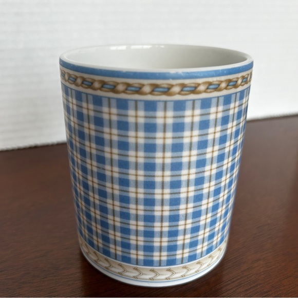 ROYAL DOULTON Studio Provence Bleu Plaid Coffee Tea Mugs Set of 4 - Picture 10 of 13